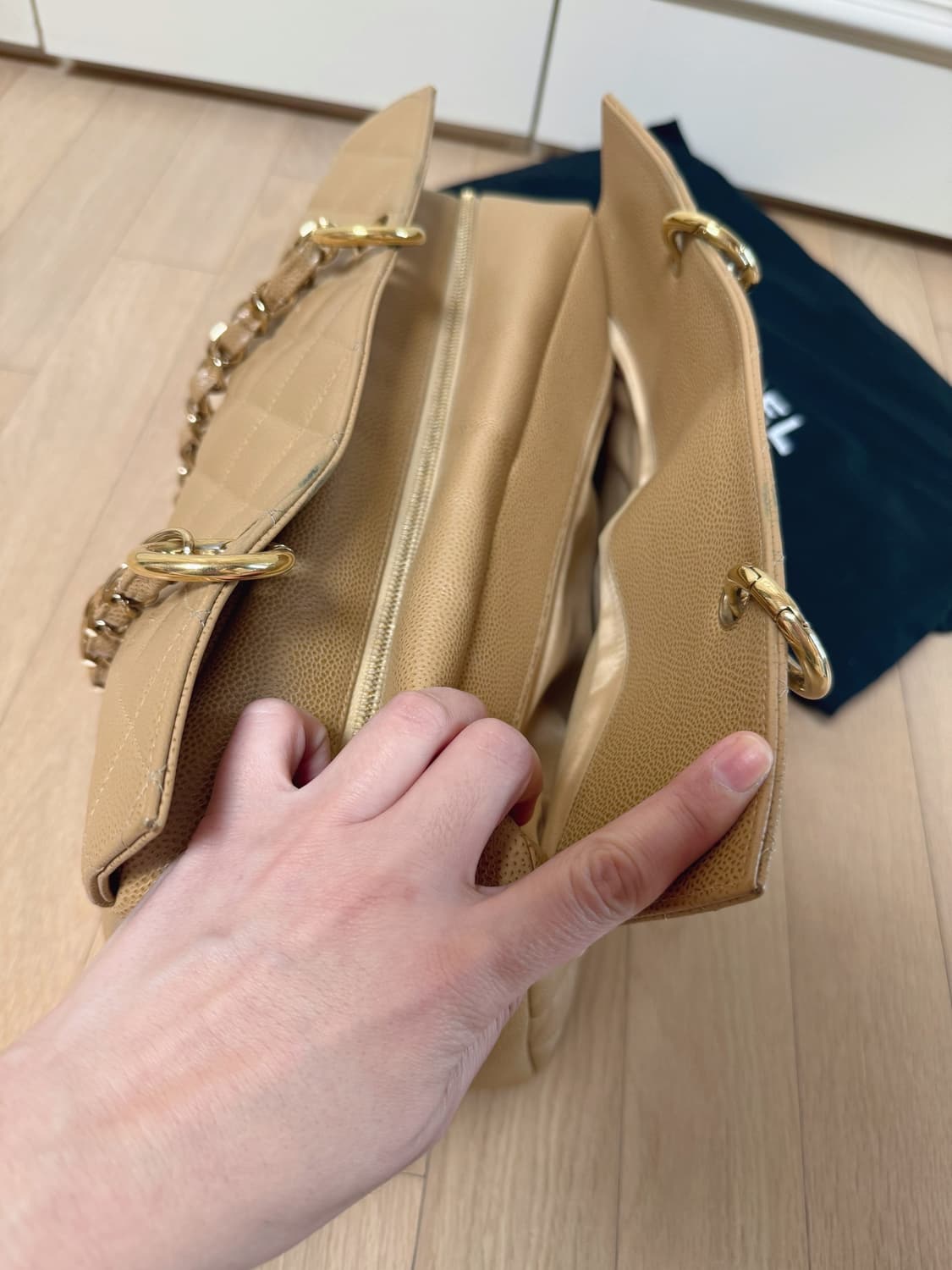 샤넬 캐비어 정방백 베이지 상품이미지3