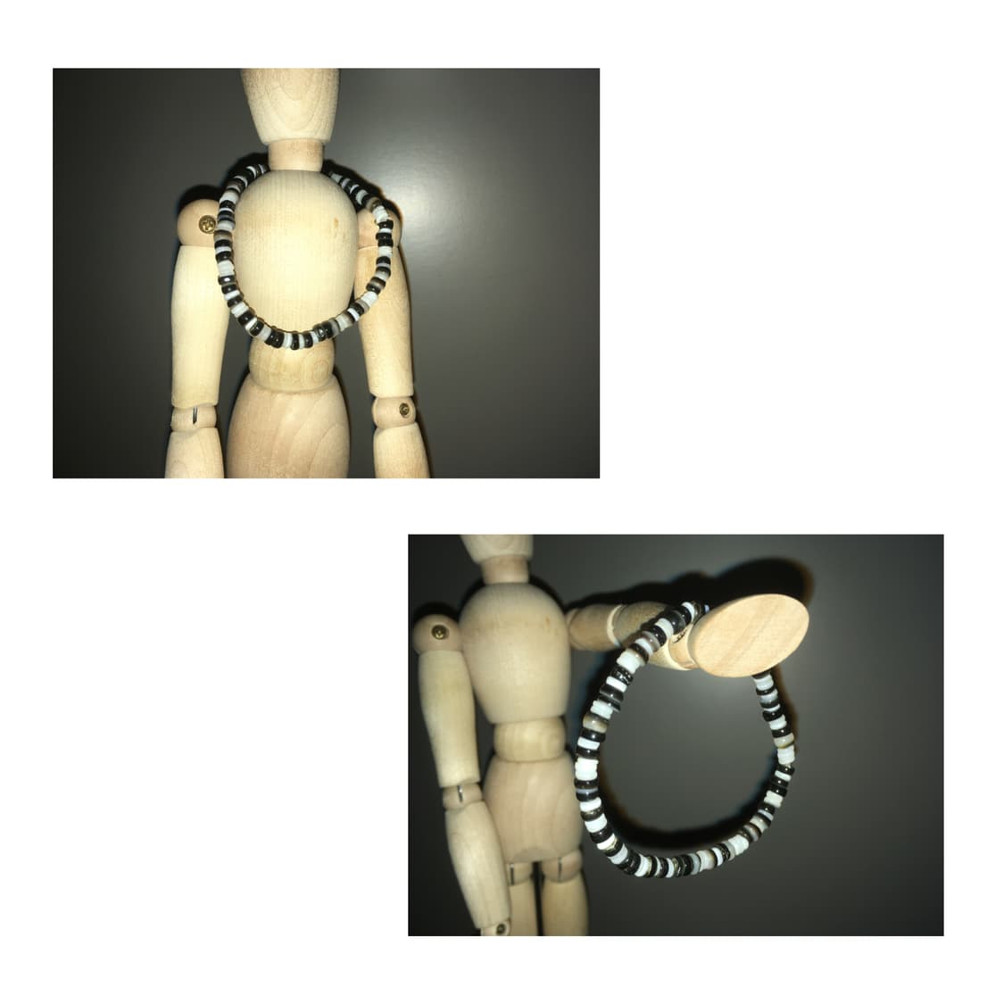 [악] 빈티지 블랙&화이트 비즈팔찌 상품이미지2