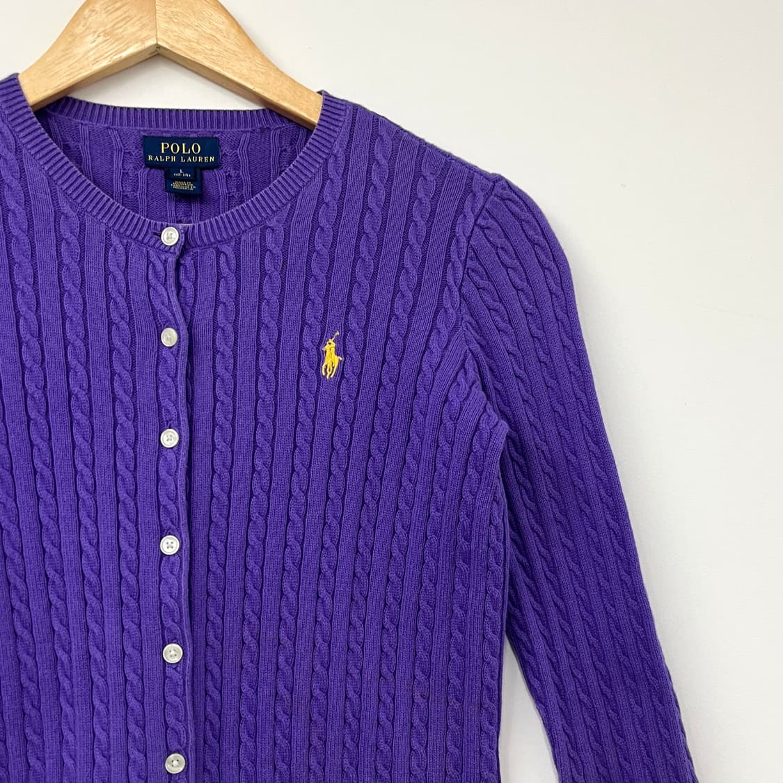 폴로 랄프로렌 퍼플 꽈배기 니트 가디건 상품이미지4