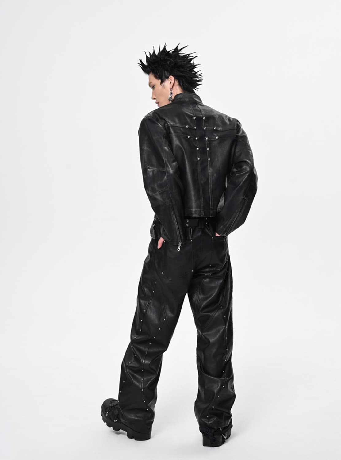 (SGW) Cross Zipper Leather Jacket 상품이미지5