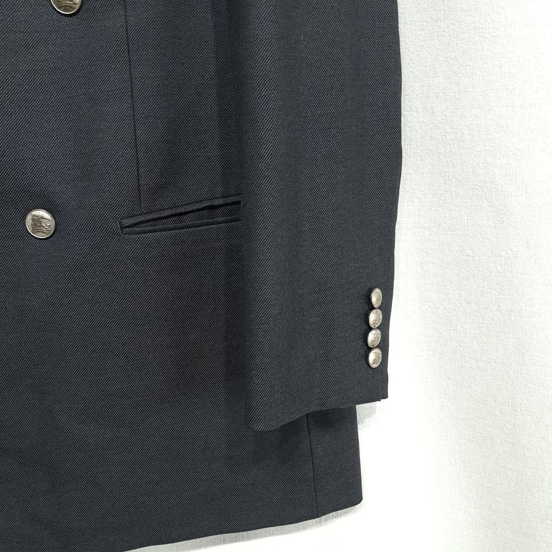 CL004 XL 버버리 런던 일본판 울 100% 네이비 은장 더블 블레 상품이미지3