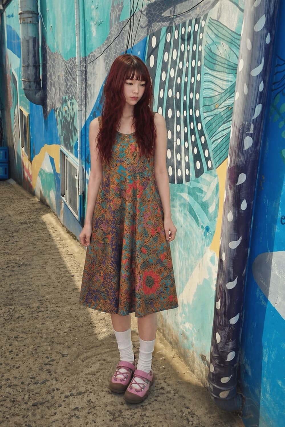 모리걸 소녀 히피 패턴 원피스 상품이미지2