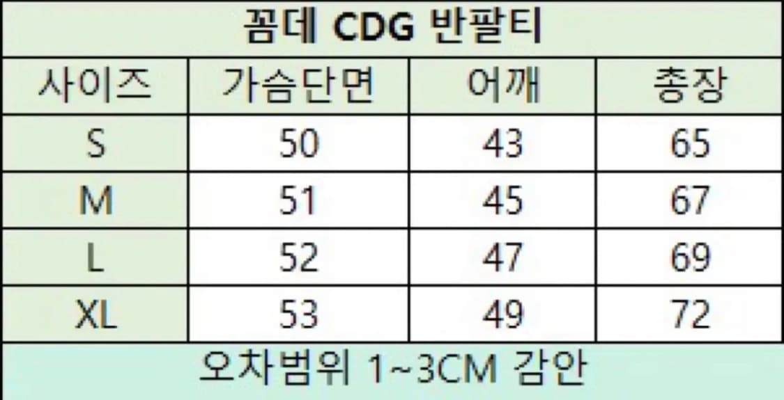 꼼데 CDG 반팔 블랙 화이트 상품이미지3