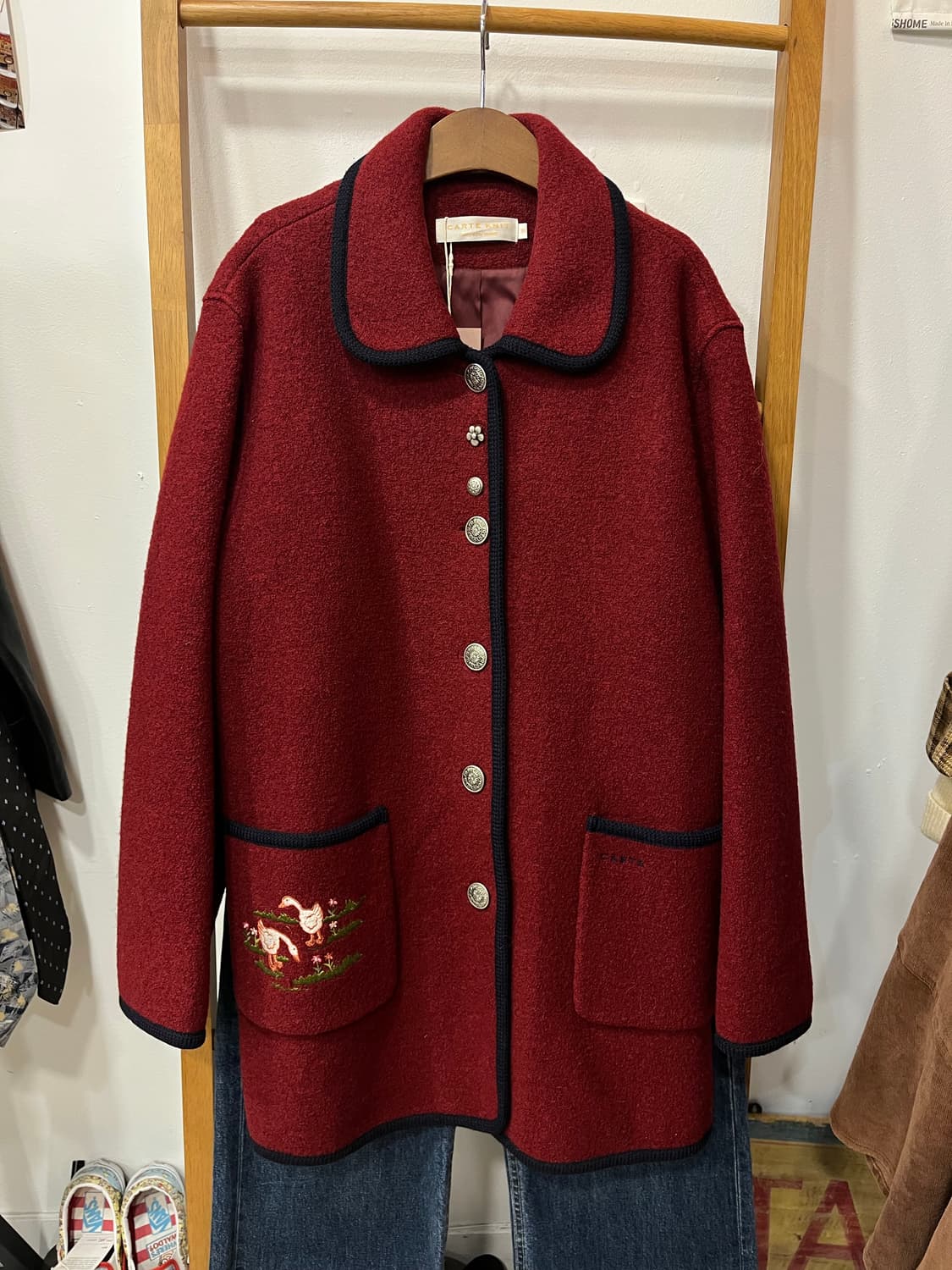 카르테니트 레드 울 자켓 자수 포인트 상품이미지1