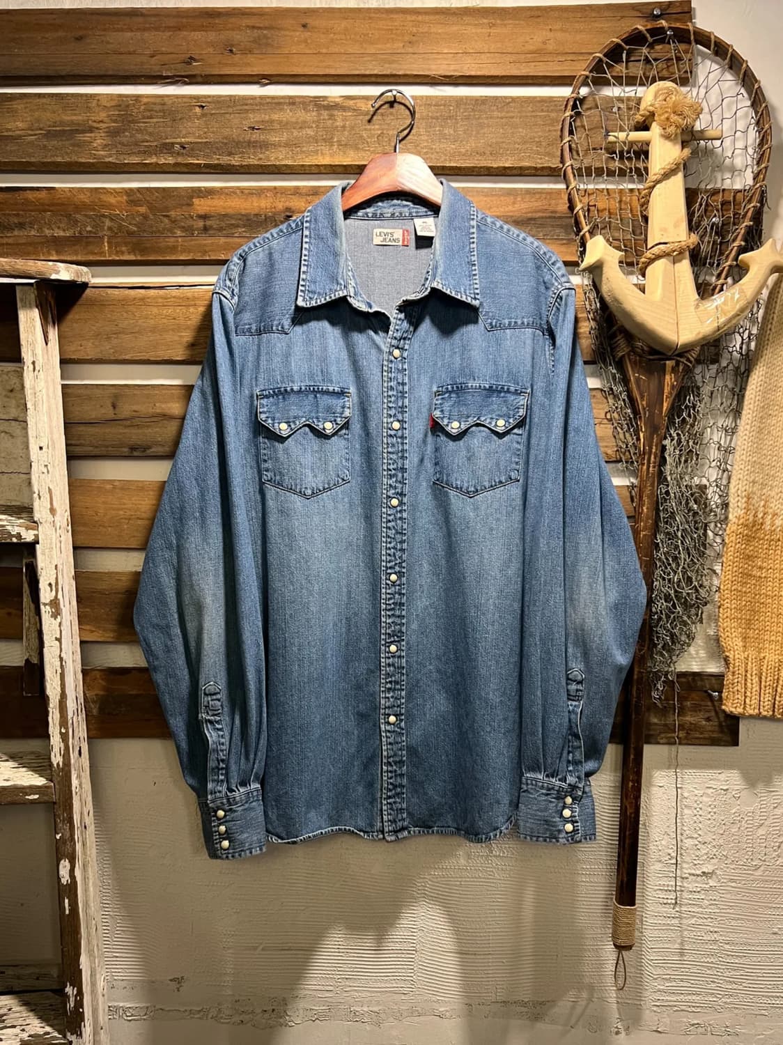 [XL]리바이스 블랭크탭 버튼다운 웨스턴 데님 셔츠 상품이미지1