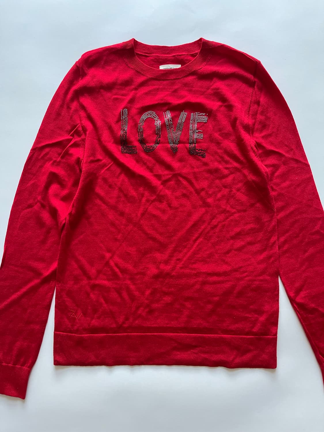 쟈딕앤볼테르 LOVE 장식 레드 메리노 울100 니트 상품이미지1