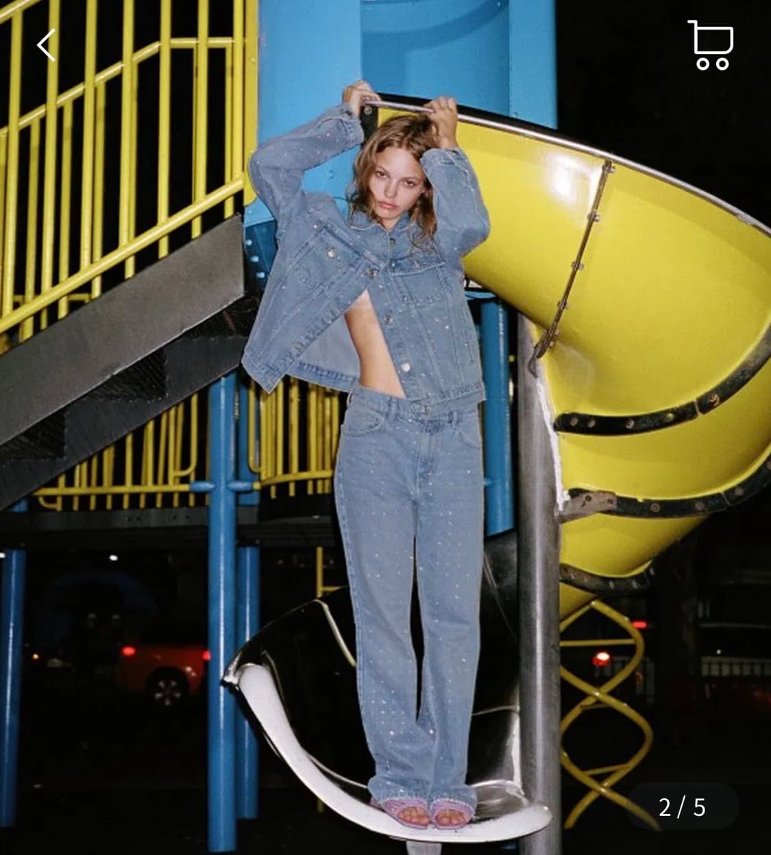 급처분! ZARA 자라 라인스톤 데님 셋업 S/M 상품이미지3