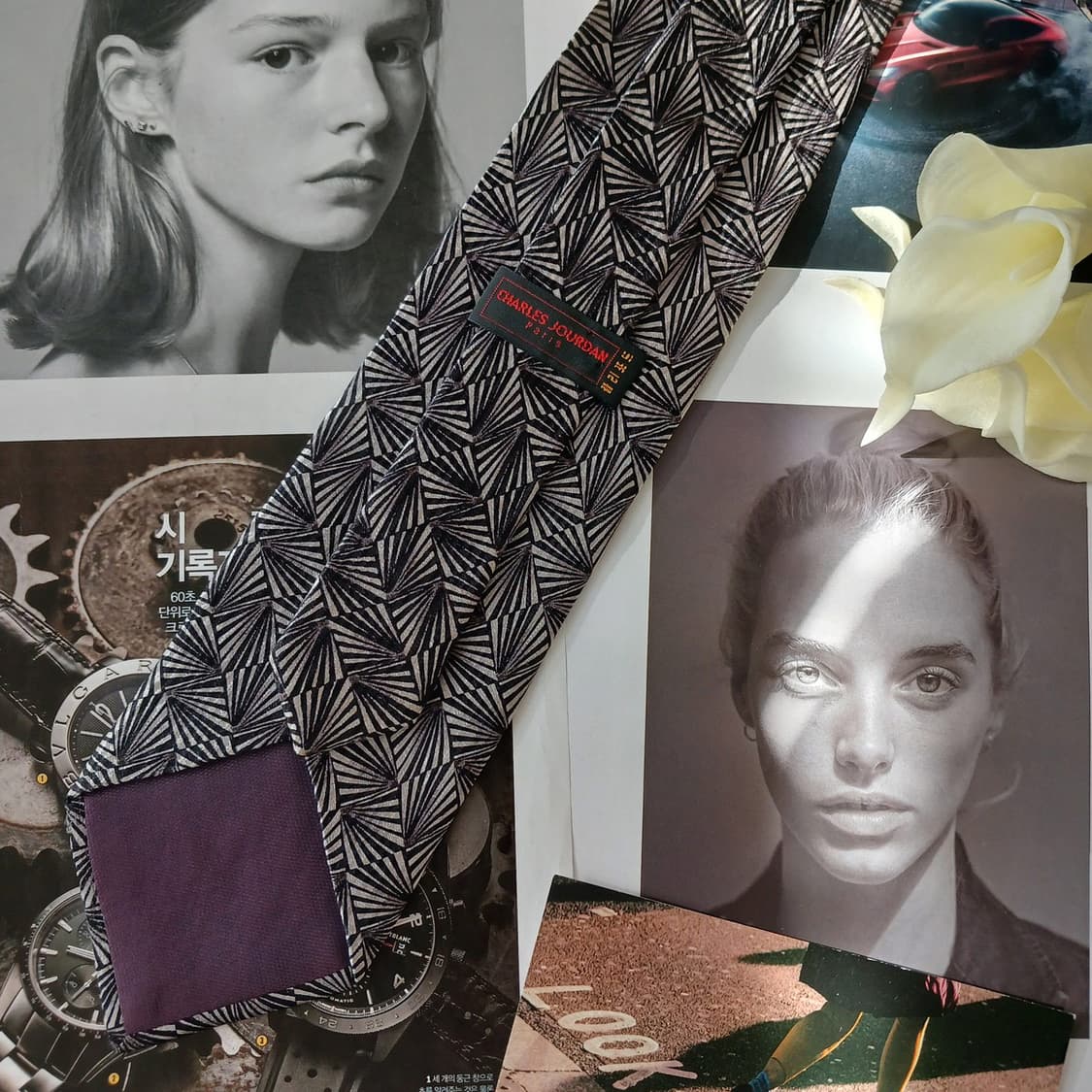 샤를주르당(찰스주르당) 실크 블랙 넥타이 9.6cm B등급 A18930
 상품이미지4