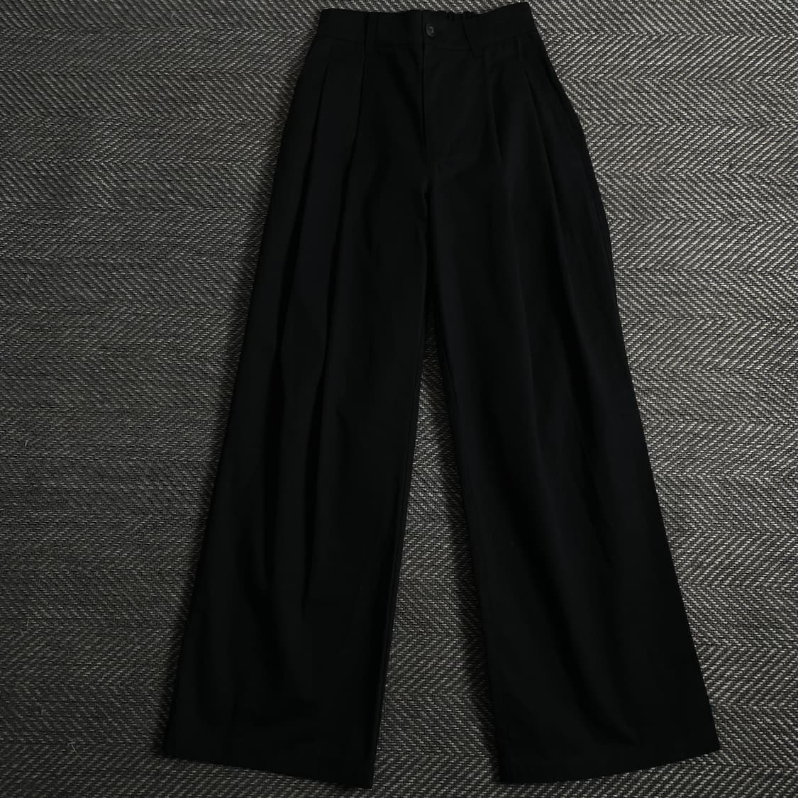 낫포너드 투턱 와이드 코튼 팬츠 블랙y 3863 상품이미지2