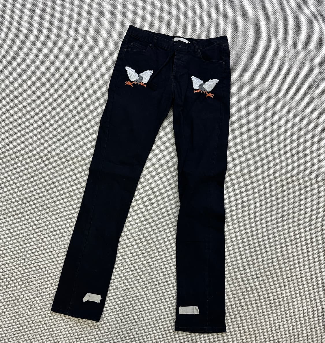 34 블랙 화이트 데님 바지 0506D 상품이미지1