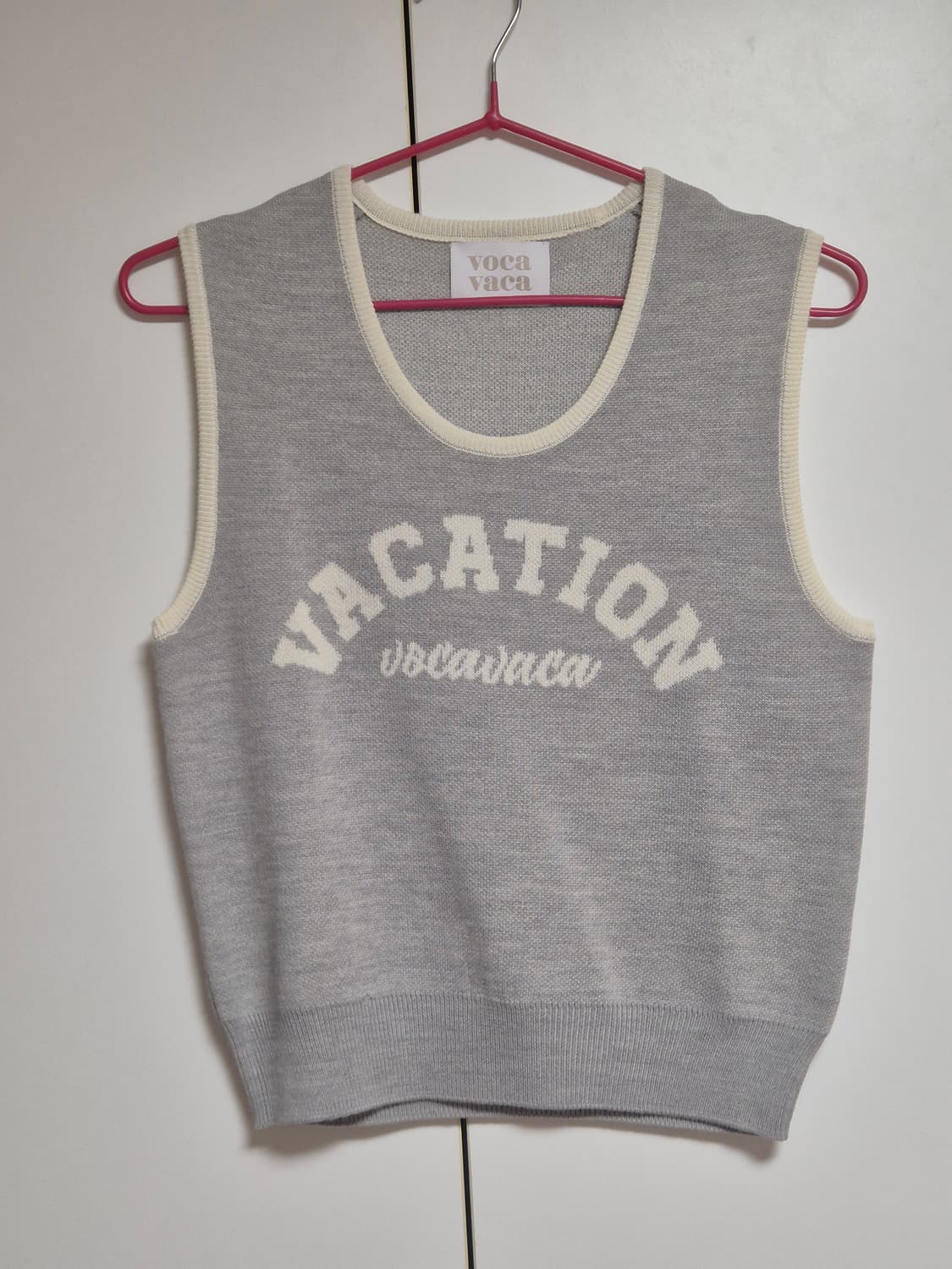 보카바카 VOCAVACA 울 니트 베스트 아이보리 그레이 상품이미지5