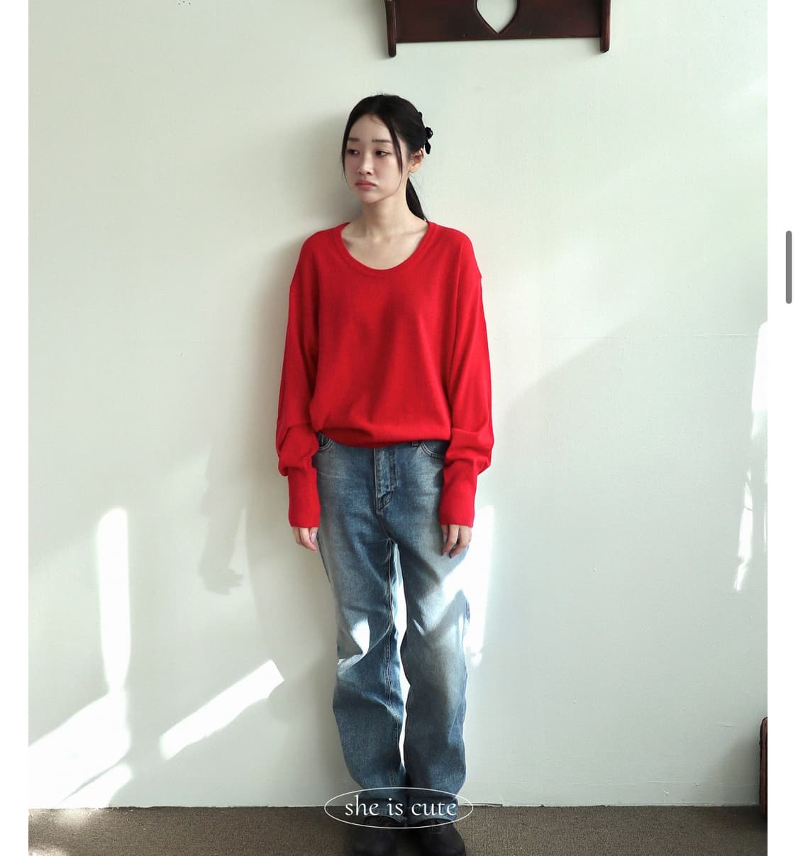 쉬이즈큐트 니트 피크닉 니트웨어 레드 (새상품) 상품이미지1