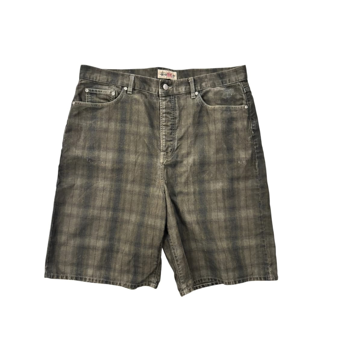 스투시 빅올 캔버스 플레이드 쇼츠 반바지 올리브 상품이미지1