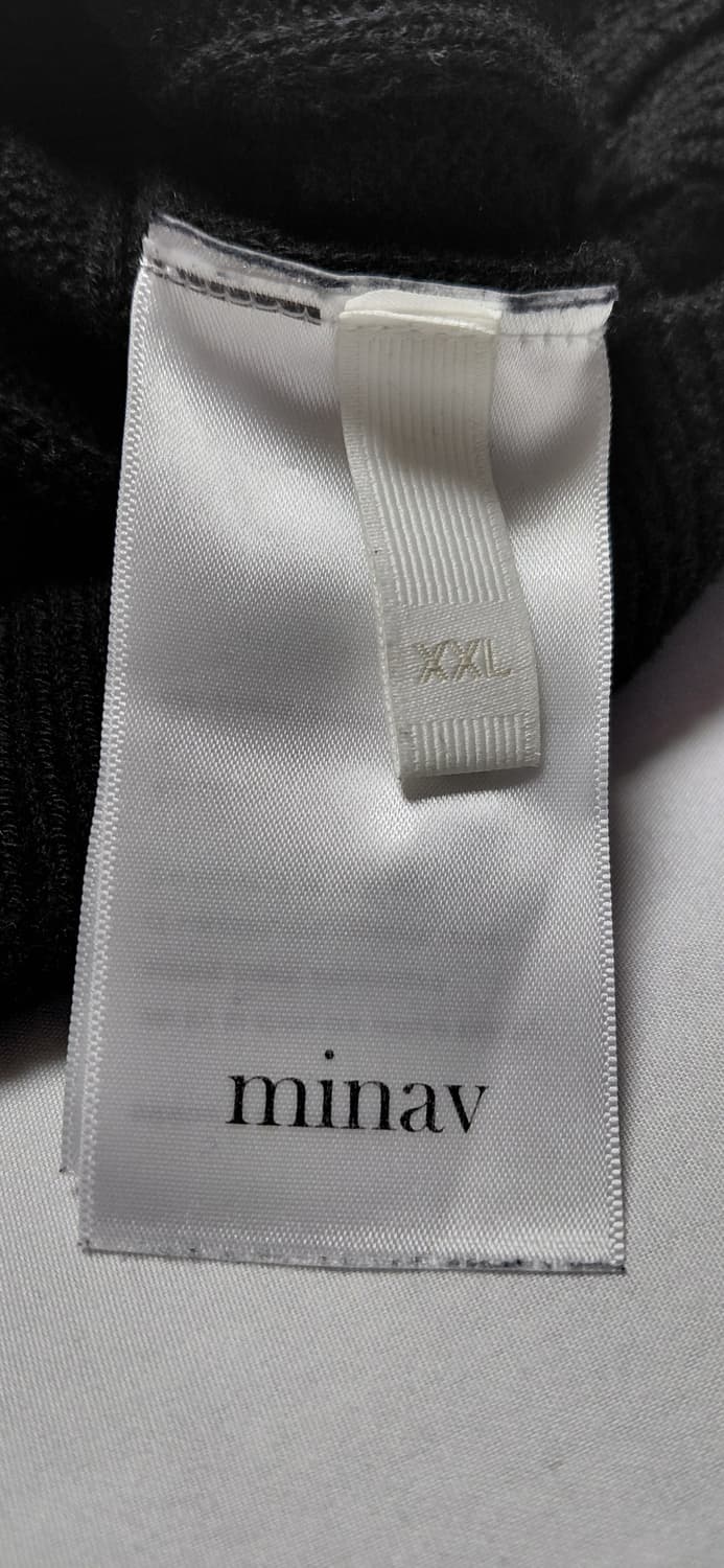 [XXL] 미나브(minav) 케이블 니트 카라 반팔 티셔츠 (블랙) 상품이미지6