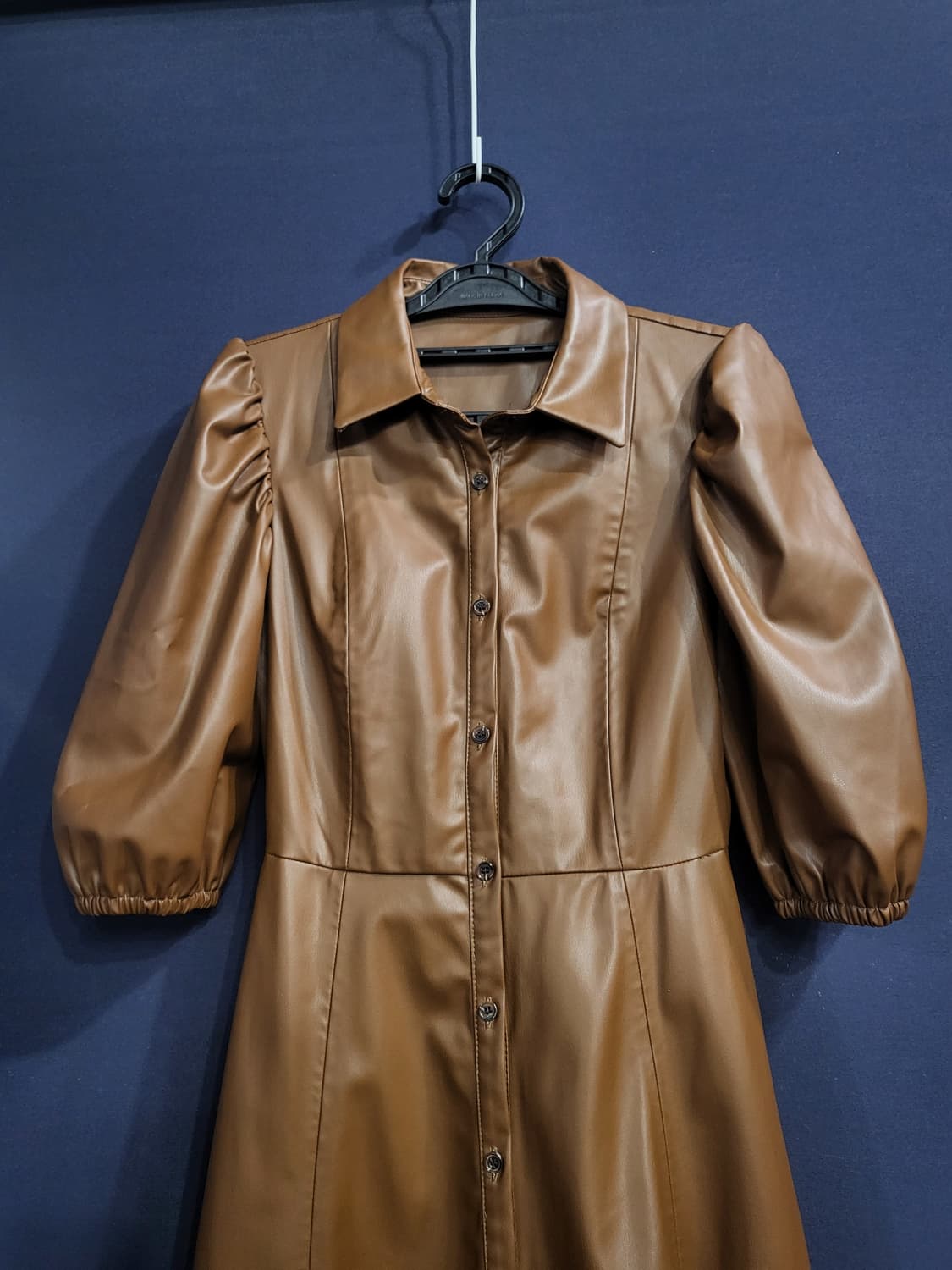 자라 페이크레더 셔츠형 롱원피스 상품이미지3