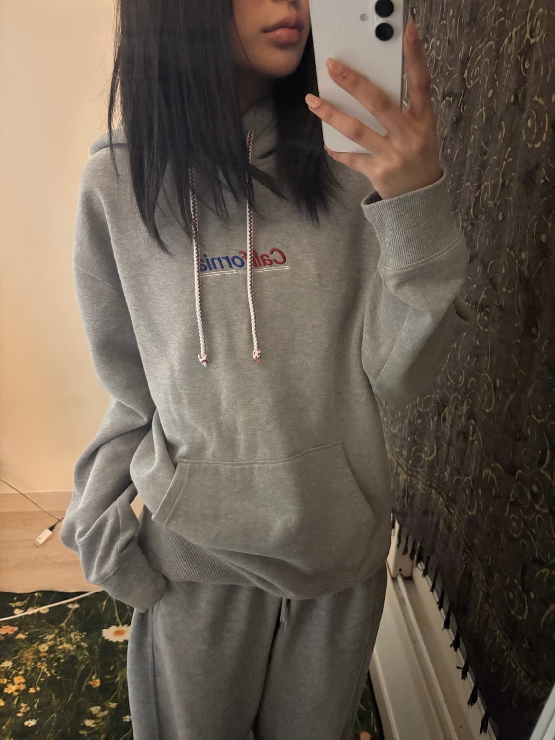 WHO.A.U 오버핏 기모 빈티지 캘리포니아 후드티 상품이미지1