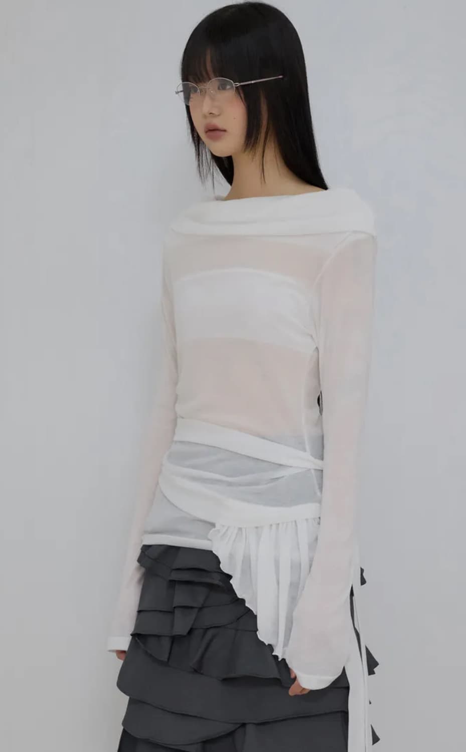 플레어업 프릴 오프숄더 화이트  상품이미지1