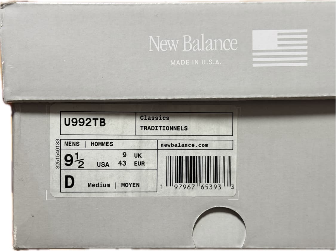 뉴발란스 992 트리플 블랙 275mm 상품이미지7