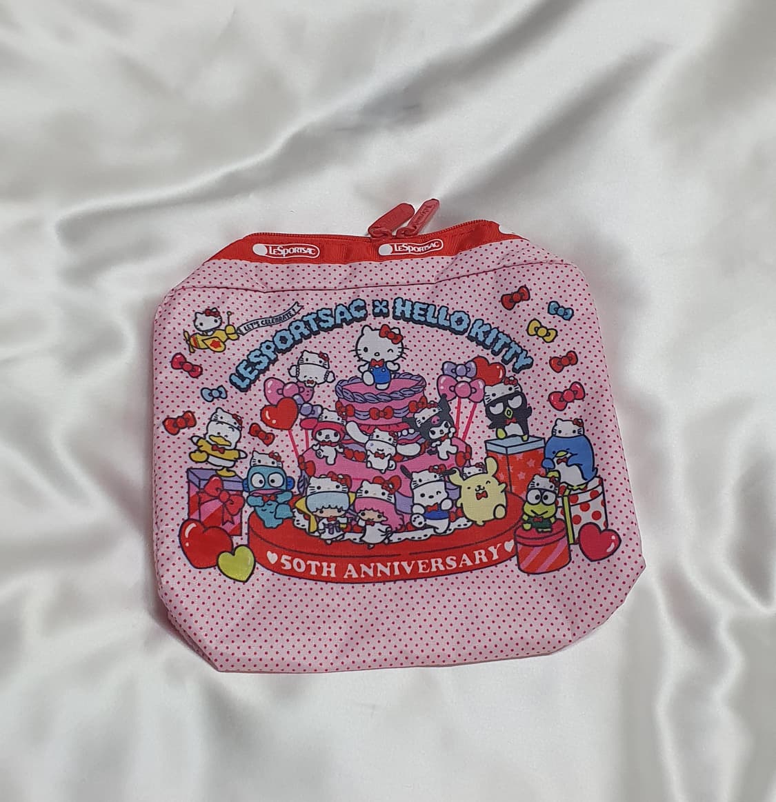 레드 핑크 도트 고양이 레스포색 레스포삭 여행용 화장품 파우치  미니백 상품이미지4