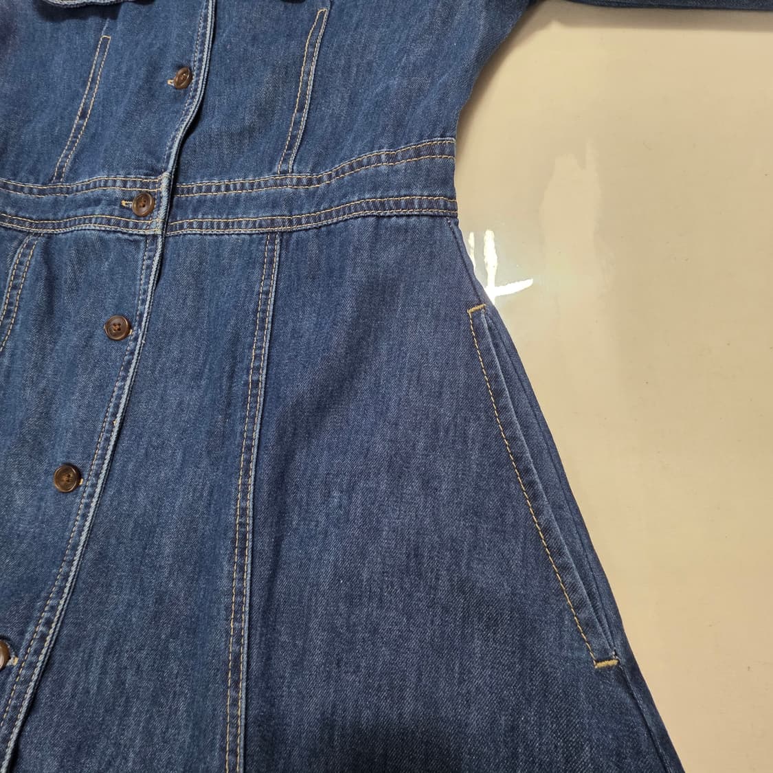 1375 LAP 랩 데님 롱원피스 M 여성 버튼형 플레어핏 데님원피스 상품이미지7