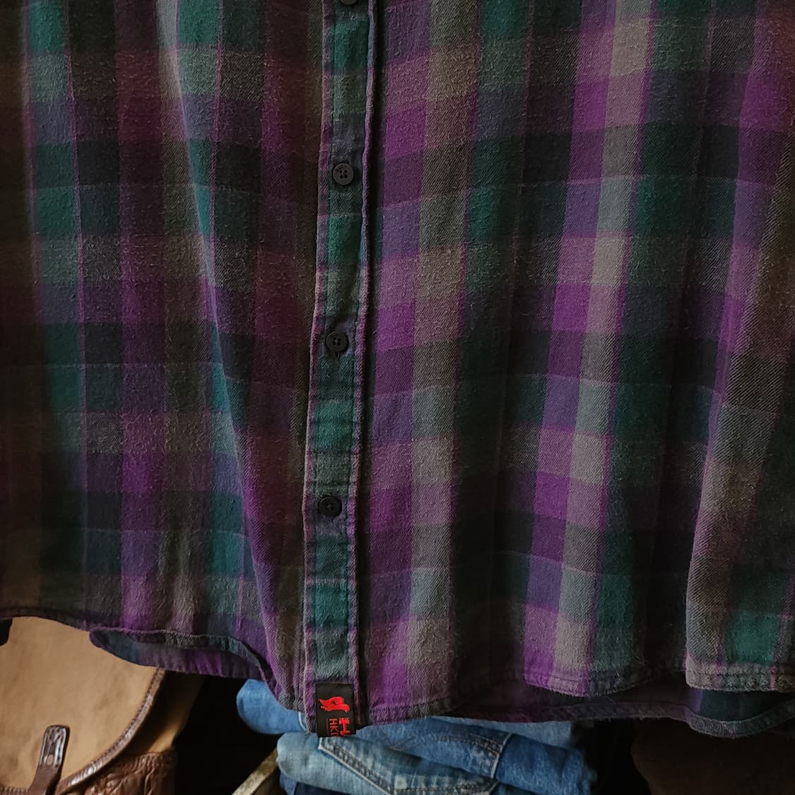 90s 아메리칸 빈티지 체크셔츠 플란넬 셔츠 퍼플 xxl 상품이미지8