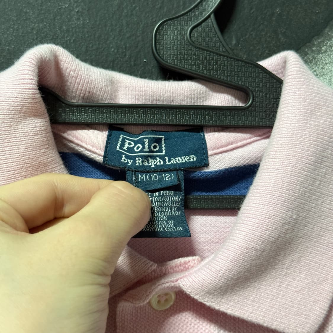 폴로 랄프로렌 베이비 핑크 네이비 스트라이프 반팔 카라 티셔츠 상품이미지5