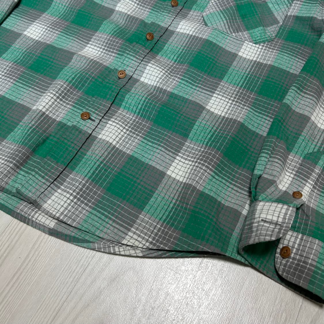[M] khakis 섀도 체크 플란넬셔츠 그린 상품이미지5
