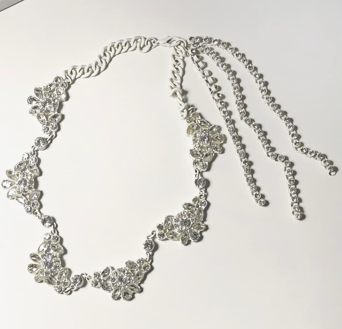 빈티지 레테 페어리 화이트 플라워 큐빅 목걸이 상품이미지1