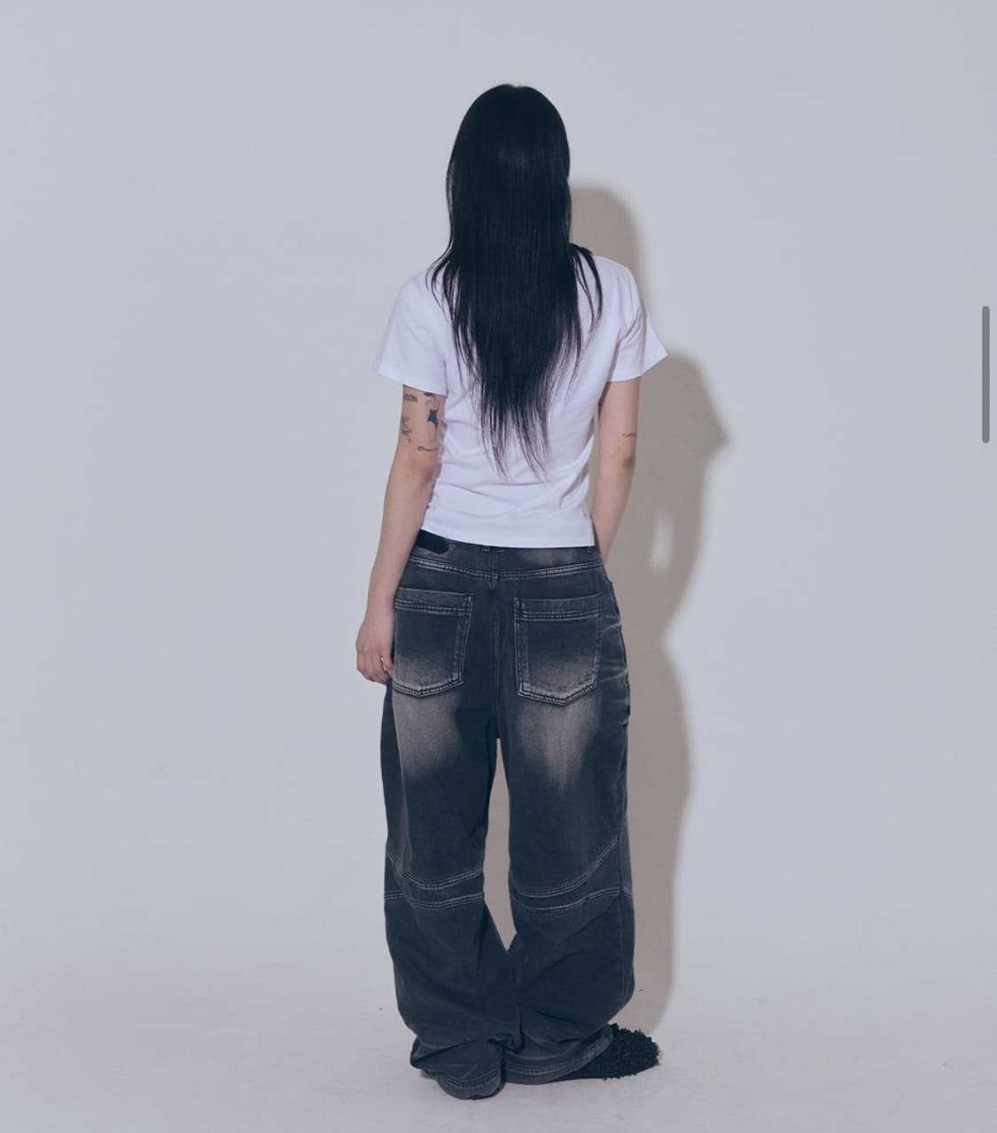 비엘알 엠보스드 웨이브 워싱 와이드 데님 팬츠 블루 S 상품이미지4