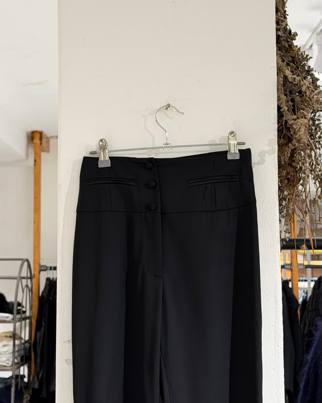 셀린느 블랙 버튼 울 스트레이트 팬츠 상품이미지2