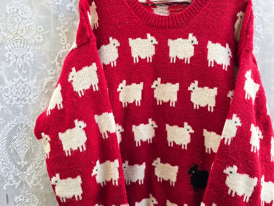 90s 다이애나비 검은양 니트 핸드메이드 상품이미지5