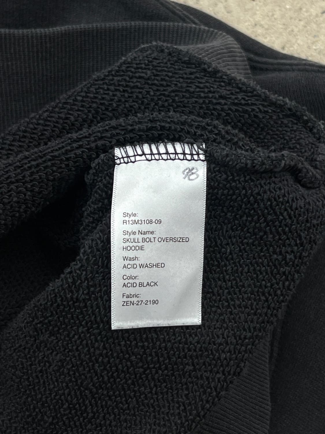 R13 알써틴 오버사이즈 스컬 볼트 후드티셔츠 상품이미지7