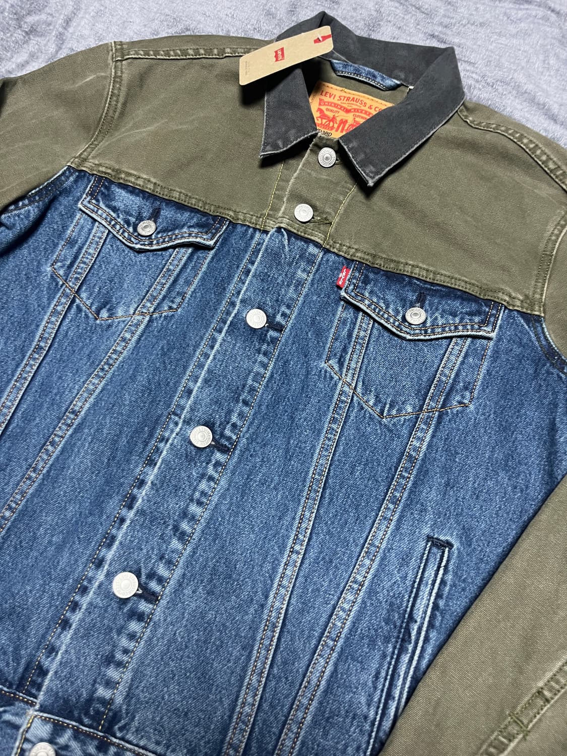 [M] 리바이스 컬러 블록 도킹 데님 트러커 자켓 새상품 상품이미지5