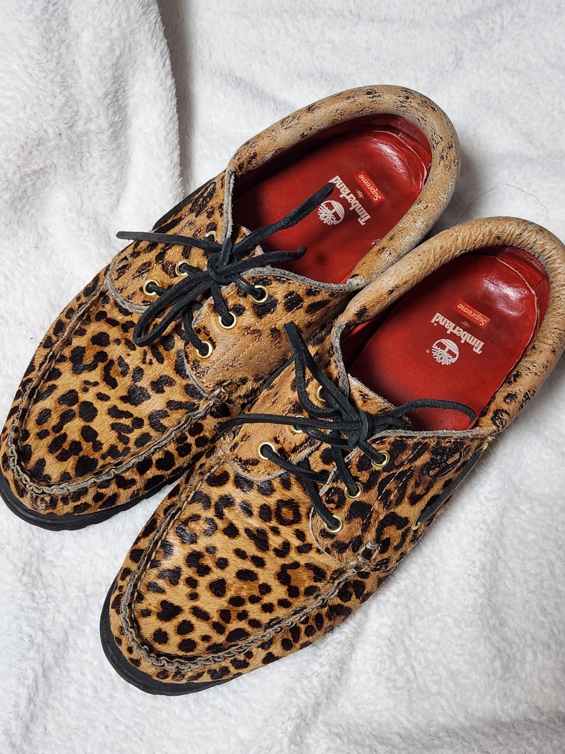 팀버랜드 x 슈프림 레오파드 송치 3아이 보트슈즈 상품이미지1