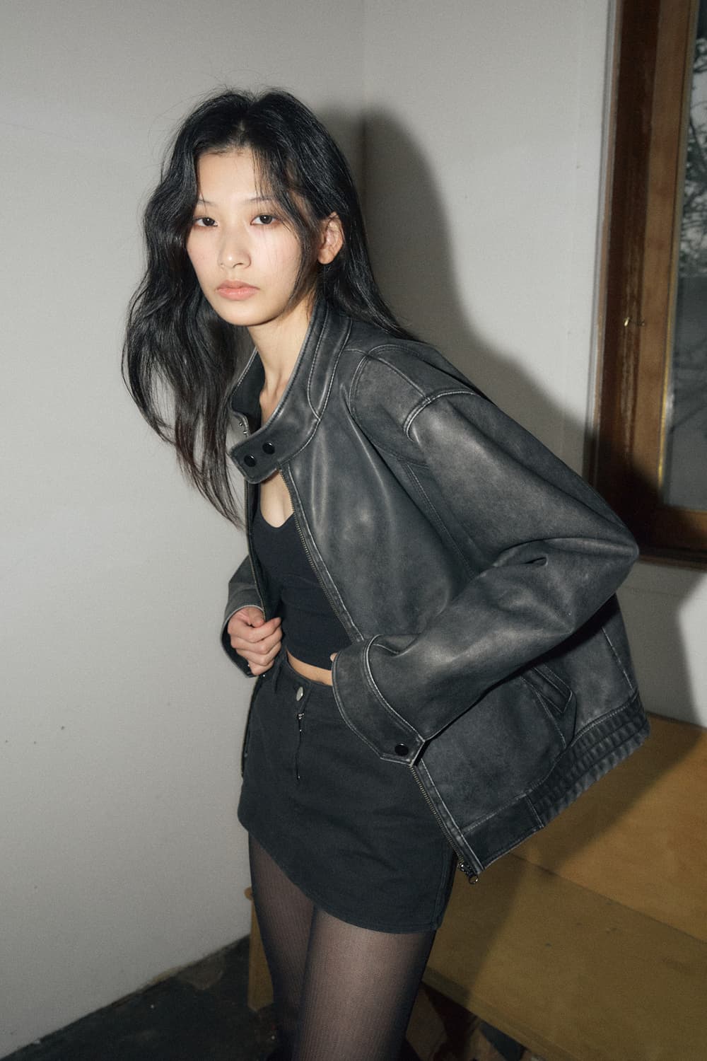 (유일매물) 헬레네 파리스 워시드 레더 블루종 자켓 상품이미지1