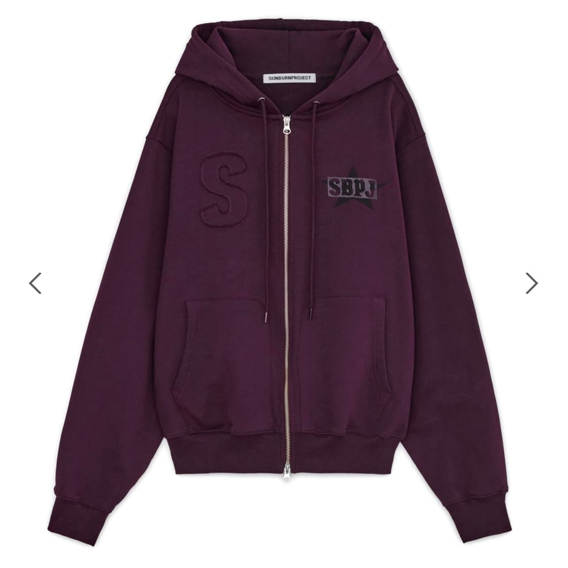 썬번프로젝트 LOGO PATCH HOODIE ZIP-UP, PURPLE 상품이미지2
