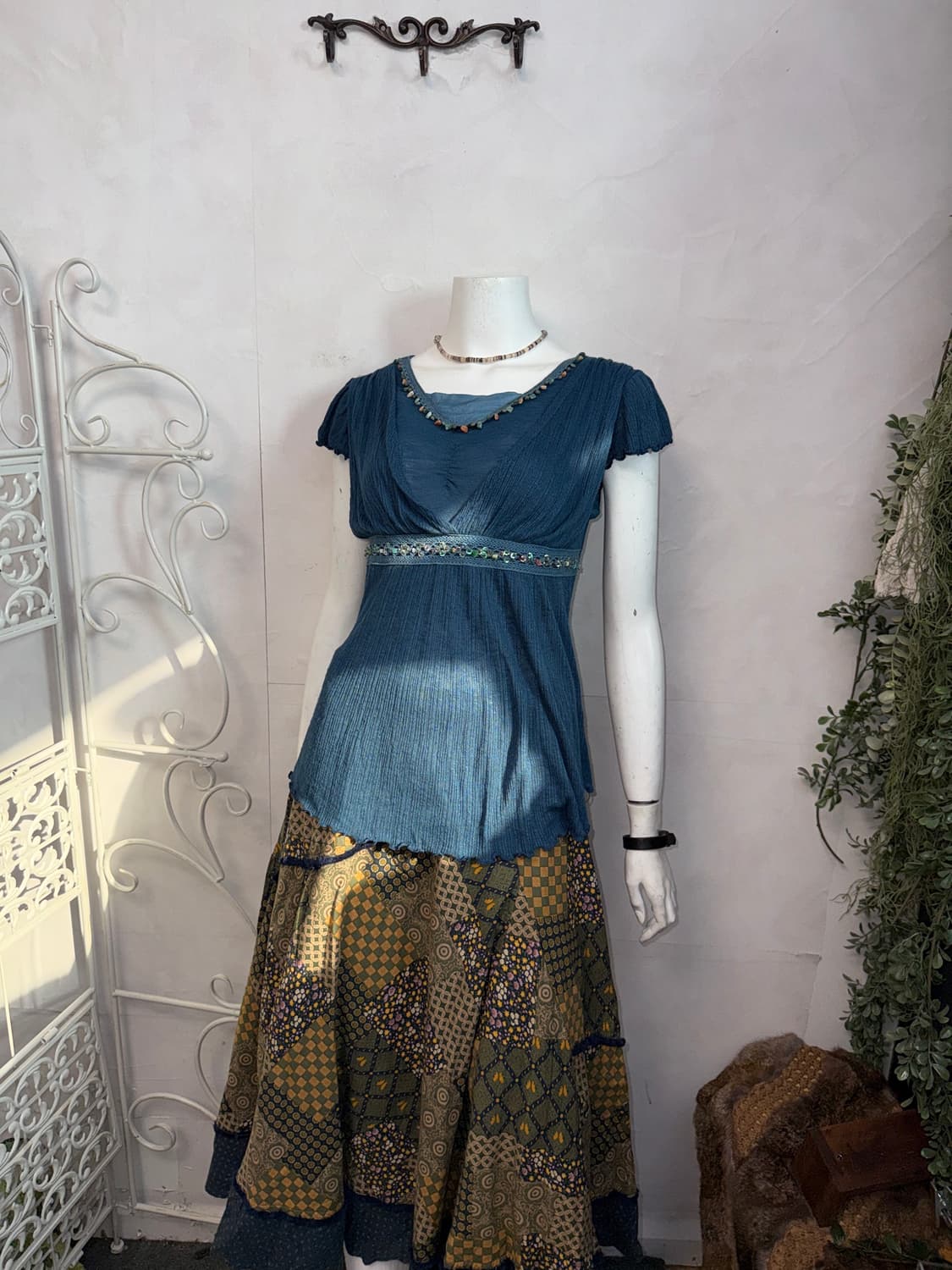 Navy blue bohemian beads layered blouse 상품이미지4