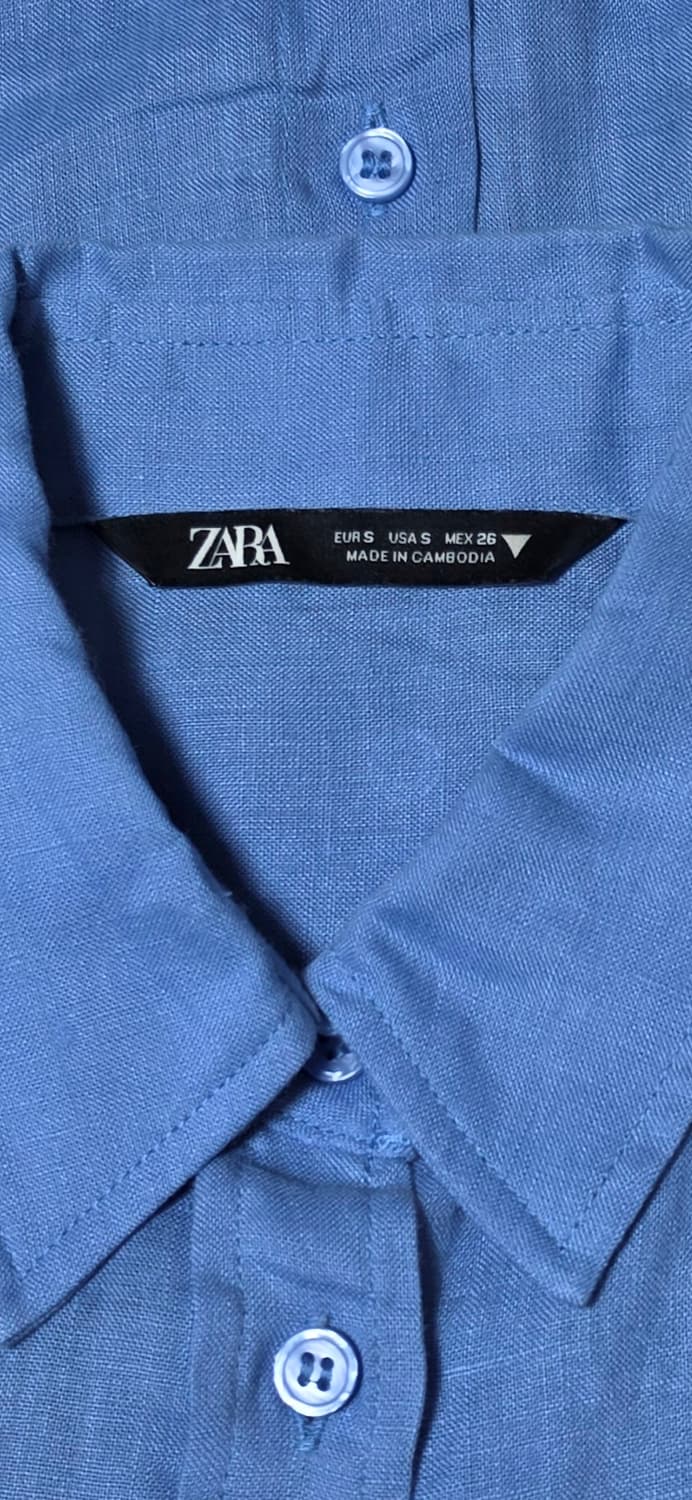 ZARA 블루 린넨 셔츠 S 상품이미지3