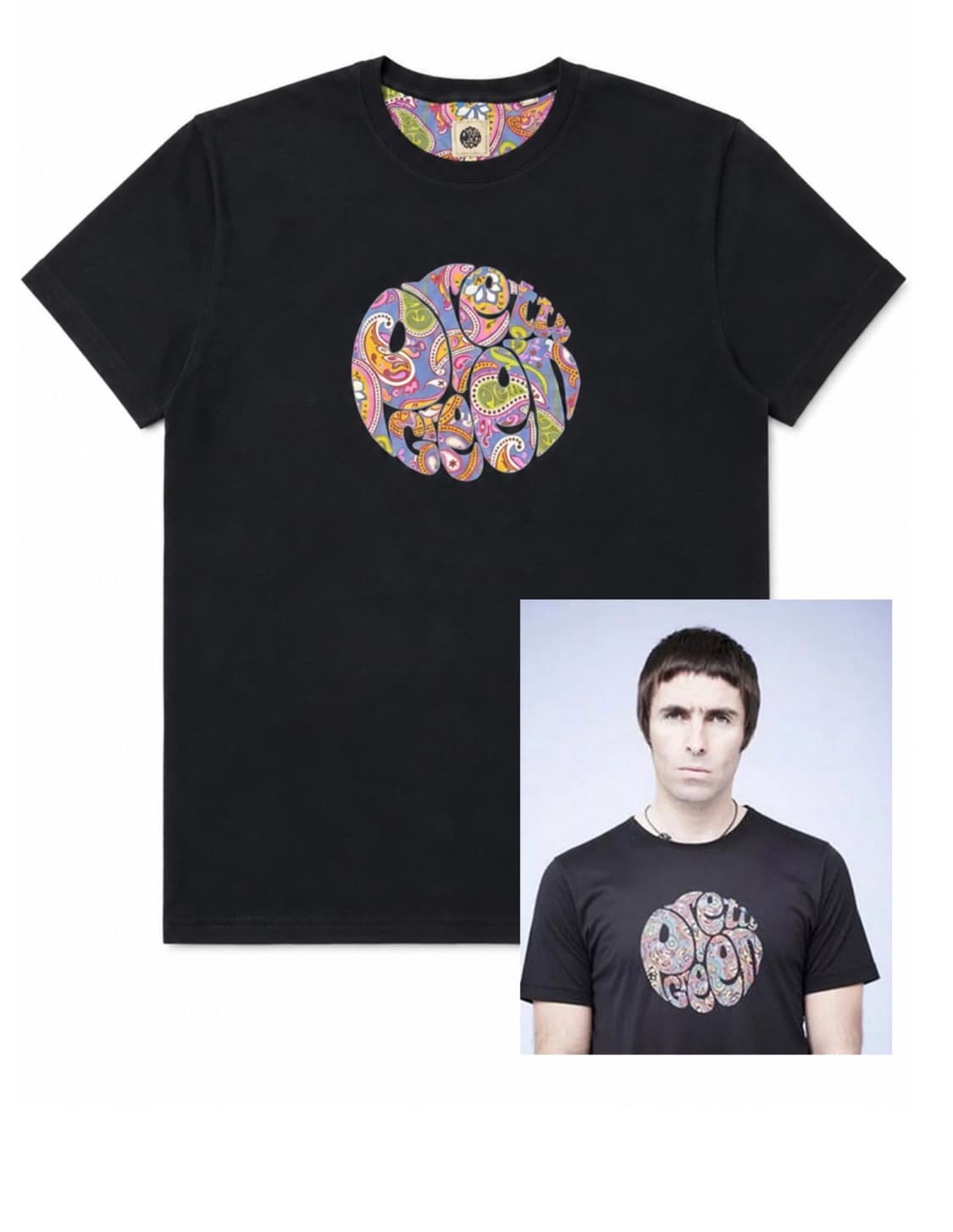 Pretty Green, 리암 갤러거 12색 페이즐리 로고, 블랙 티 상품이미지1