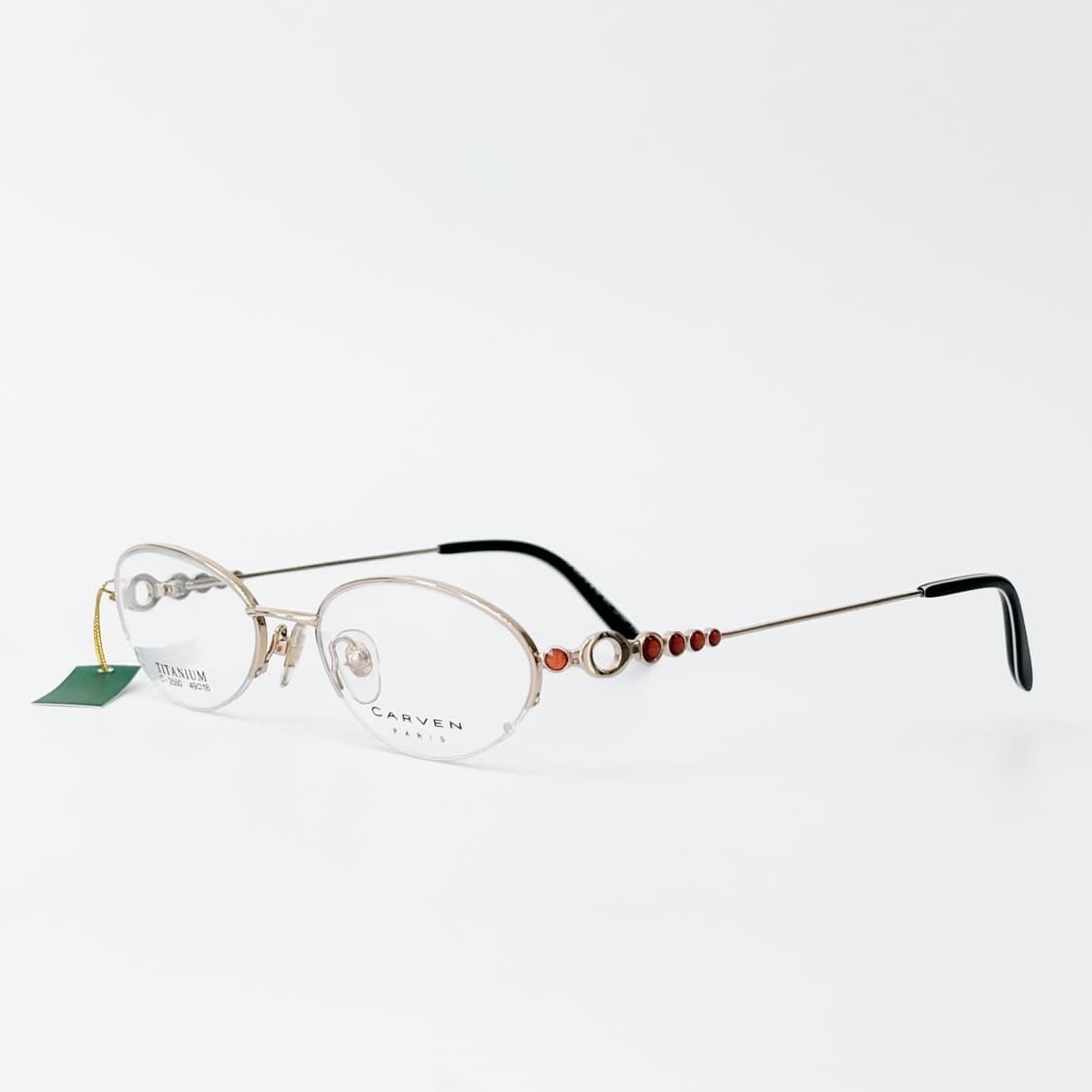 키지클럽 CARVEN 오렌지 링 스톤 반무테 데드스탁 빈티지안경 상품이미지1