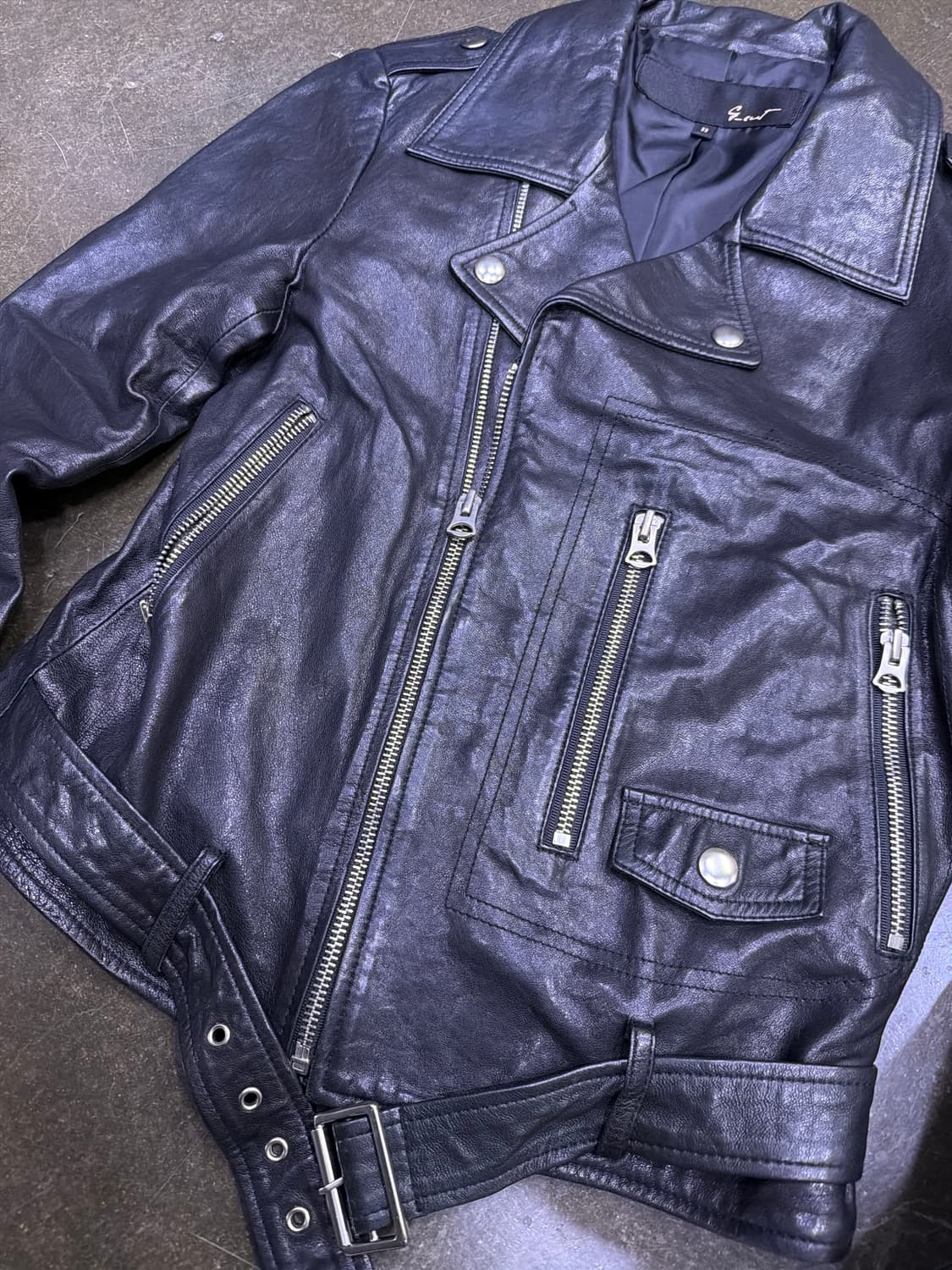 G-cut 양가죽 절개 벨트 더블 라이더 자켓 55 상품이미지4