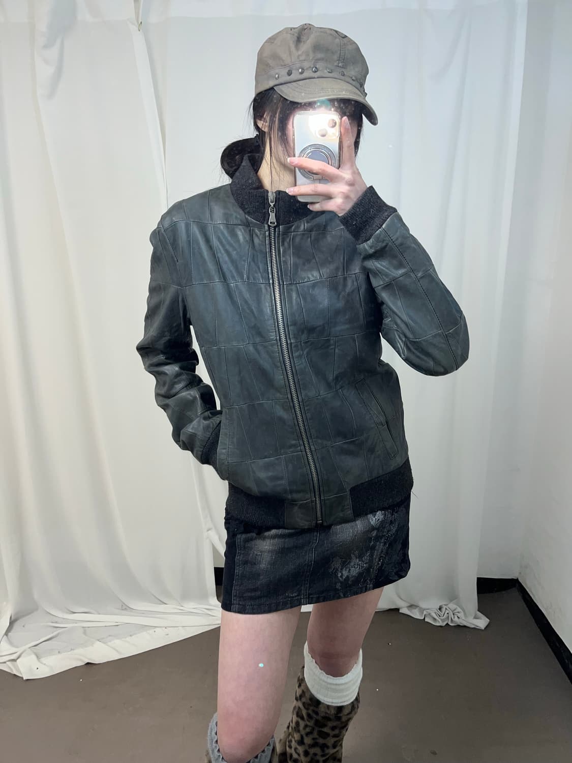 Dolce & Gabbana 다크그린 패치워크 레더 자켓 상품이미지5