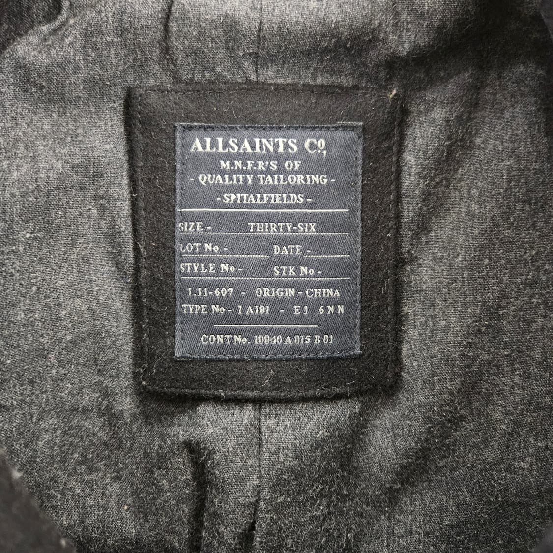 [36] 올세인츠 사선 하이넥 블랙 코트 0116Y1 상품이미지3