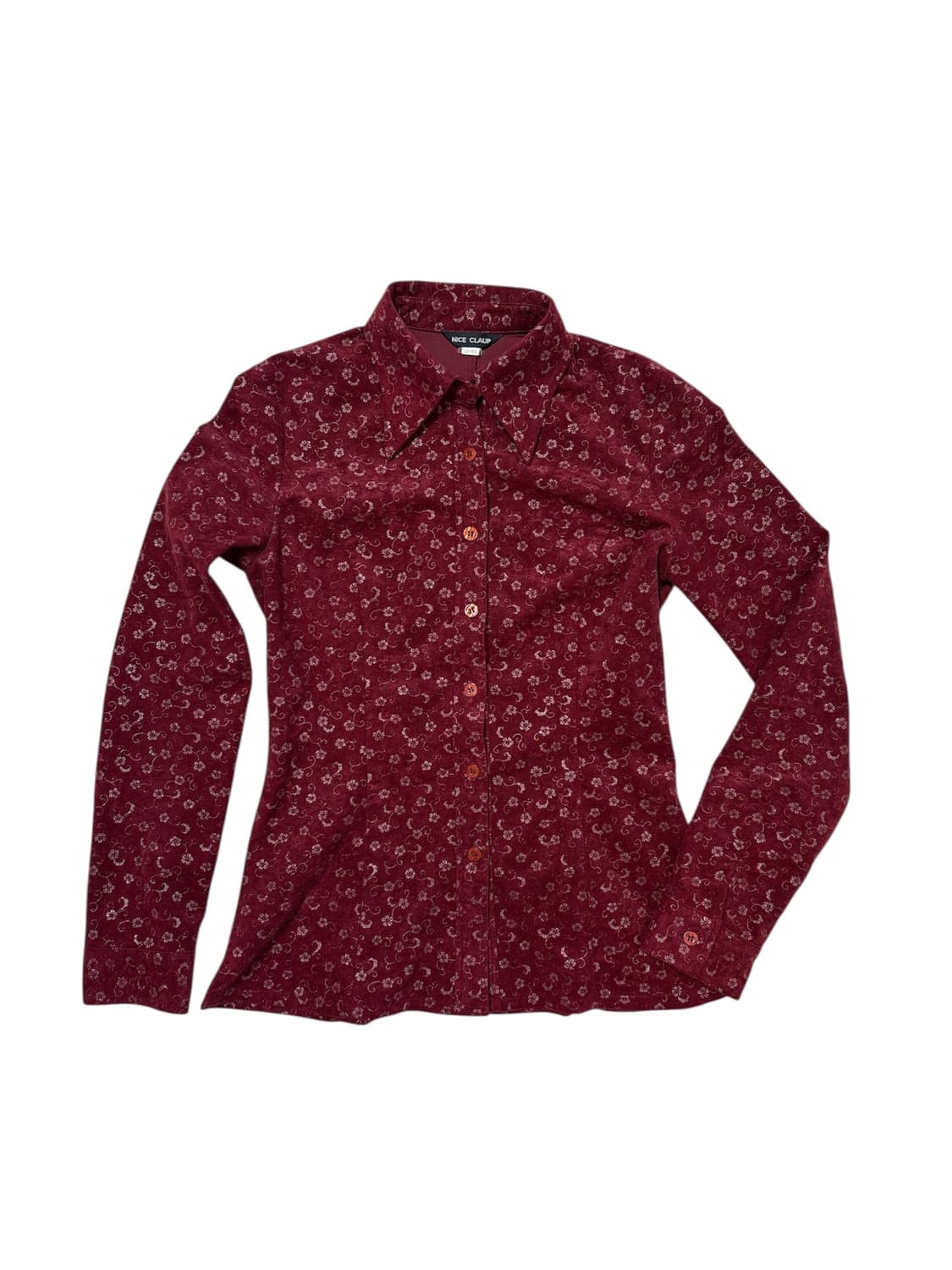 스웨이드 플라워 슬림핏 긴팔 셔츠 상품이미지3