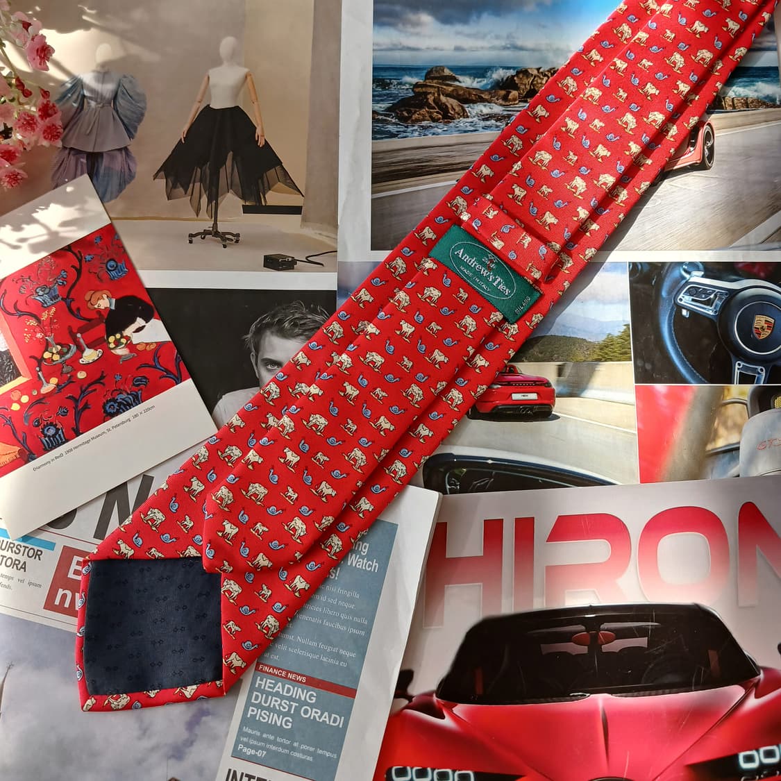 앤드류스타이 소 & 달팽이 모티브 넥타이 8.6cm A+등급 A19767 상품이미지6