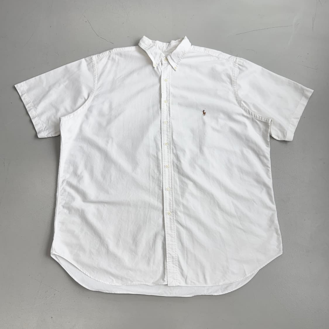 폴로 빅사이즈 포니 솔리드 화이트 옥스포드 반팔 셔츠 상품이미지2