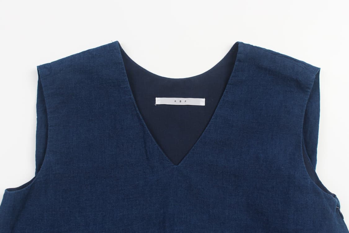 KBF  Indigo Linen Short Vest 상품이미지2