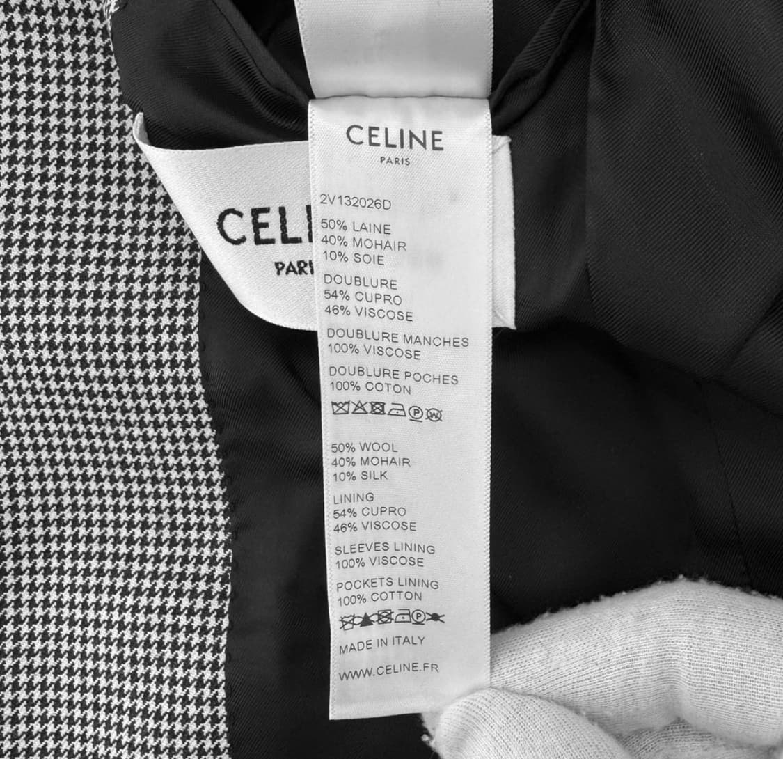 [34] 셀린느 여성 하운드 투스 울 실크 블레이저 자켓 그레이 블랙 상품이미지9