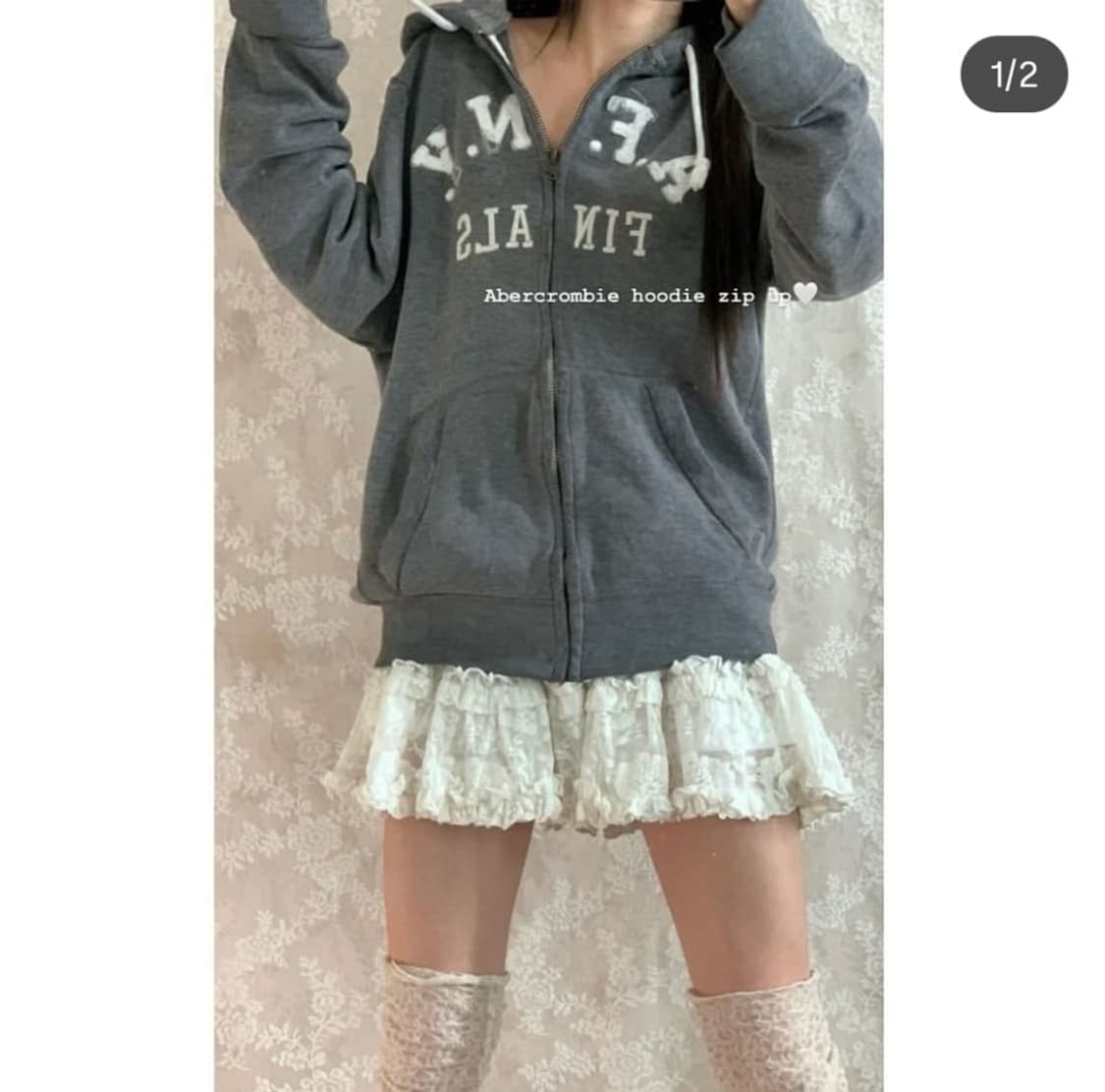 버터플라이빈티지 아베크롬비 후드집업 그레이 상품이미지1
