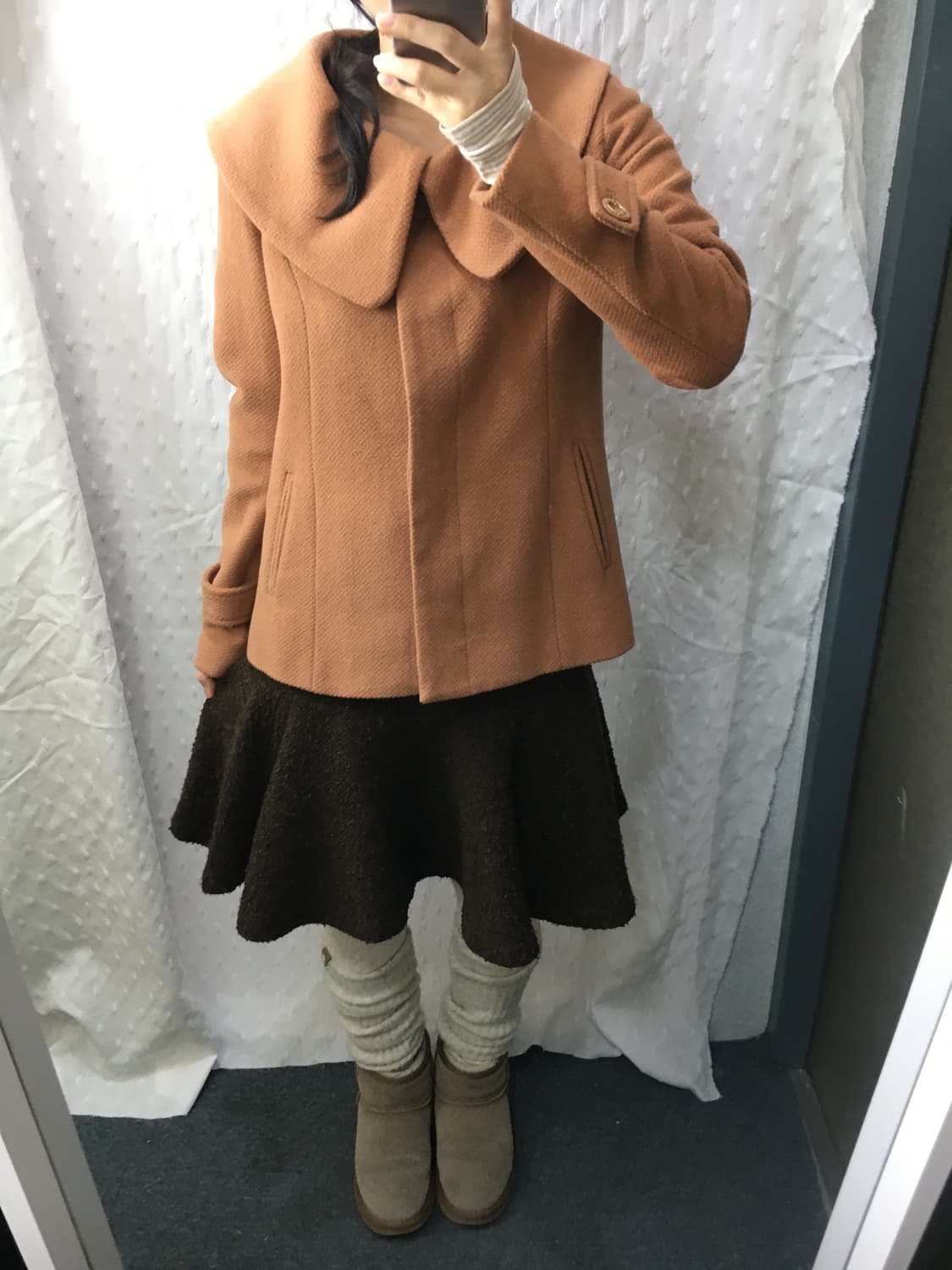 카멜브라운 카라 울혼방 숏코트 상품이미지3